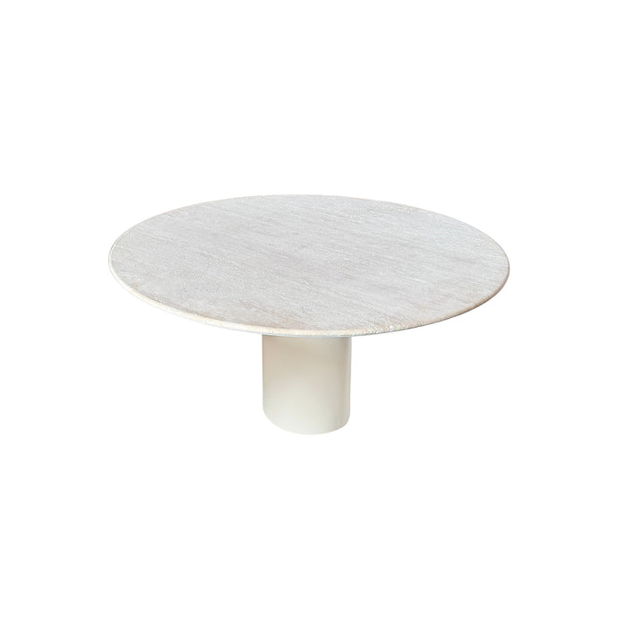 Round dining table - Nana - Latte StoneSkin base - White travertine - 140 cm