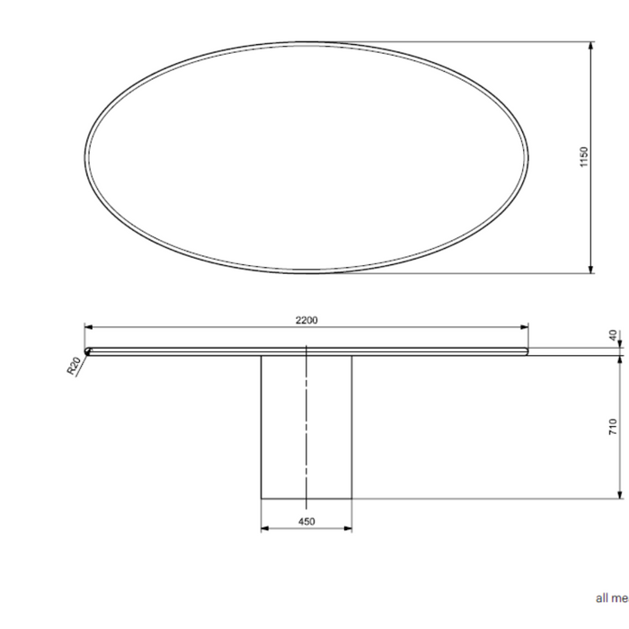 Mesa de comedor aspecto hormigón - StoneSkin - Pata 220cm - Latte -Dena