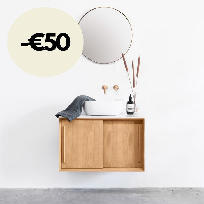 Bathroom furniture wood - White Marble - Washbasin Alexis V - Oak (80 cm) - Nestor