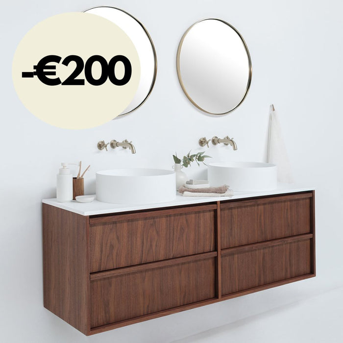 Conjunto de baño Fien 150 nogal - Sims Solid Surface