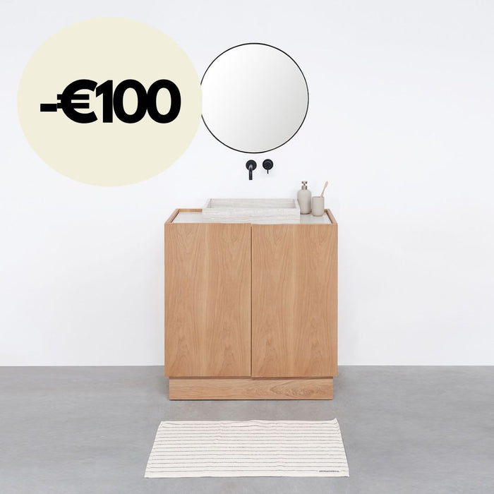 Bathroom furniture Felix - Oak - Washbasin Beige Marble - George I - (84 cm)