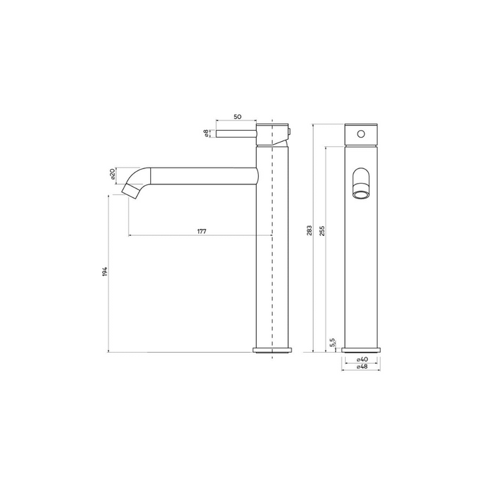 Knox - Goldene Badezimmer-Mischbatterie - 28 cm