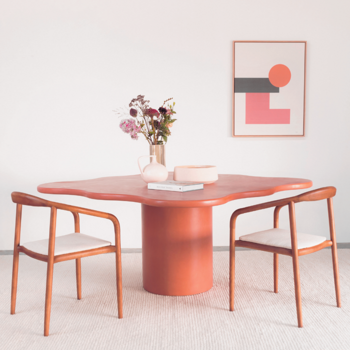 Saumur square dining table - Raw Sienna - MicroSkin - Straight edge