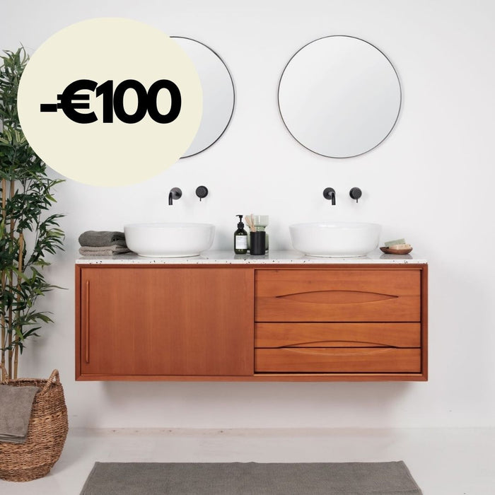 Bathroom furniture Bill Teak - Terrazzo top plate - Alexis II