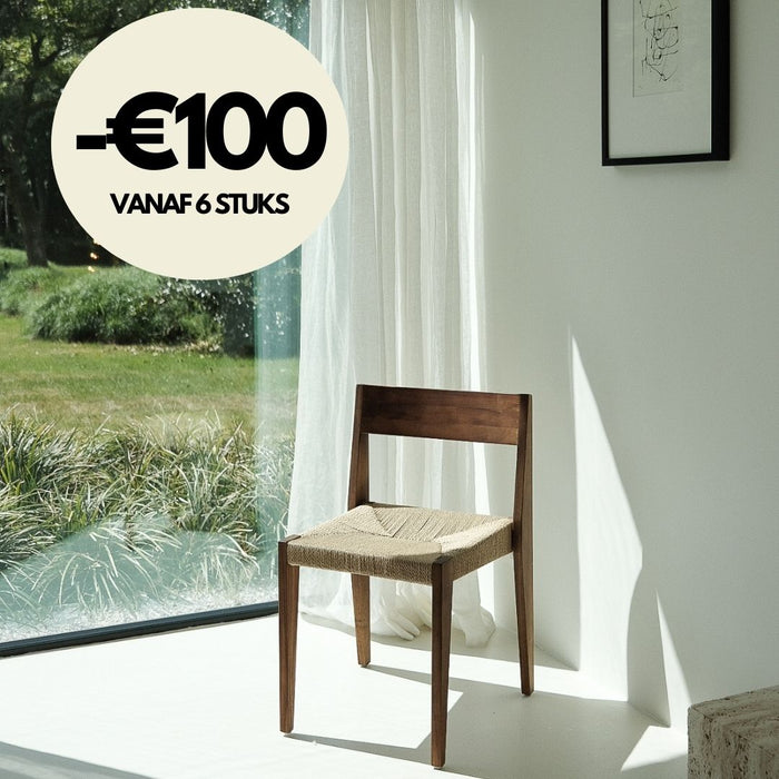 Chaise de salle à manger Chantelle - Noyer foncé - Assise en tissage de corde