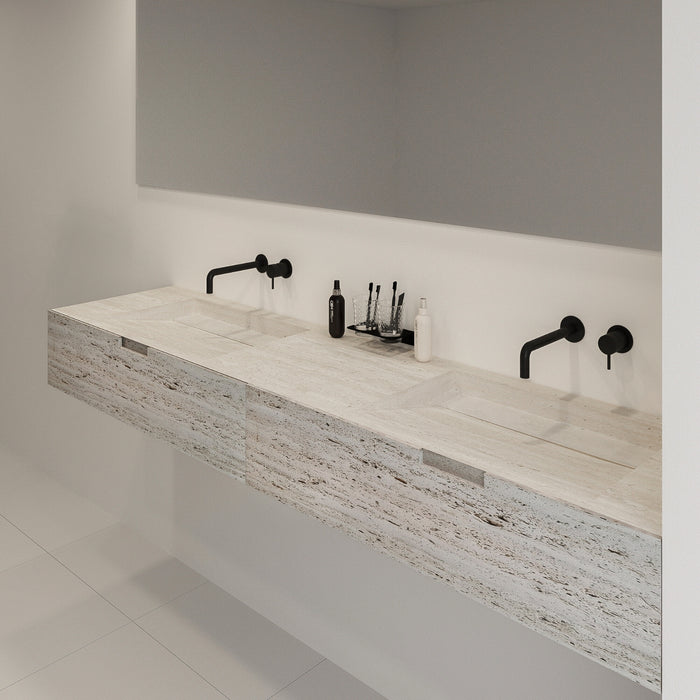 Bathroom cabinet Loudun with double sink - White Travertine - 210 cm