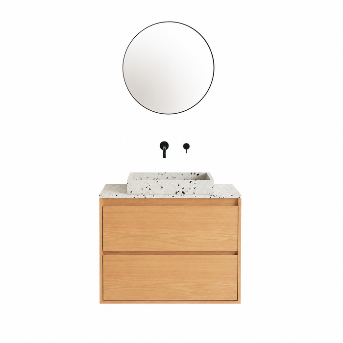 Ann oak bathroom vanity with terrazzo basin, George, 80 cm