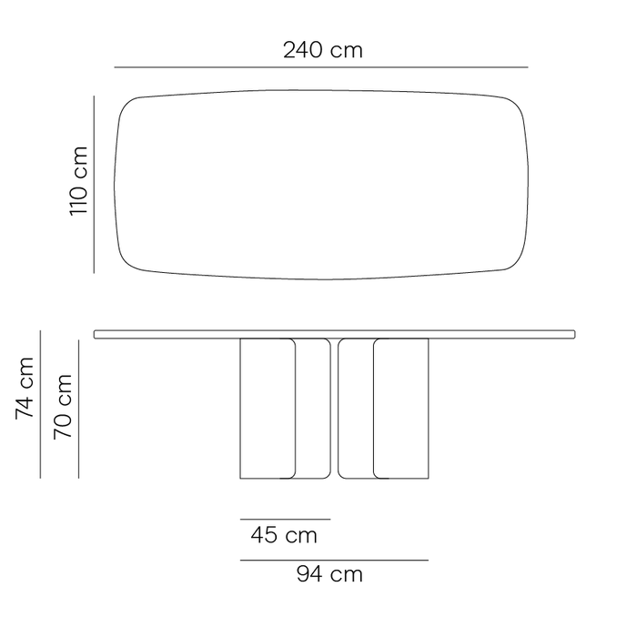 Lange Eettafel Nova – MicroSkin Platte in Latte – Latte Eisen Untergestell – 240 cm