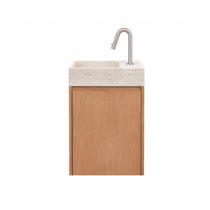 Krabi hand-washing basin with cabinet - Oak - White Travertine