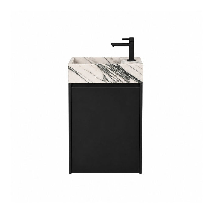Krabi Handwaschbecken mit Unterschrank - Schwarzeiche - Blau/weißer Marmor