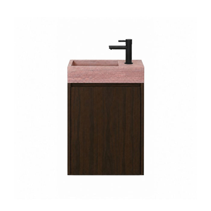 Lavabo Krabi avec meuble - Fumé - Travertin rose