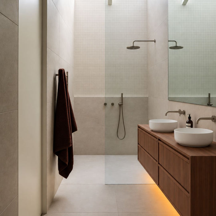 Conjunto de mueble de baño de nuez 150 cm - Lavabo de porcelana Alexis II - Fien