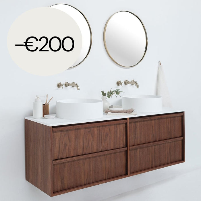 Set de salle de bain Fien 150 noyer - Sims Solid Surface