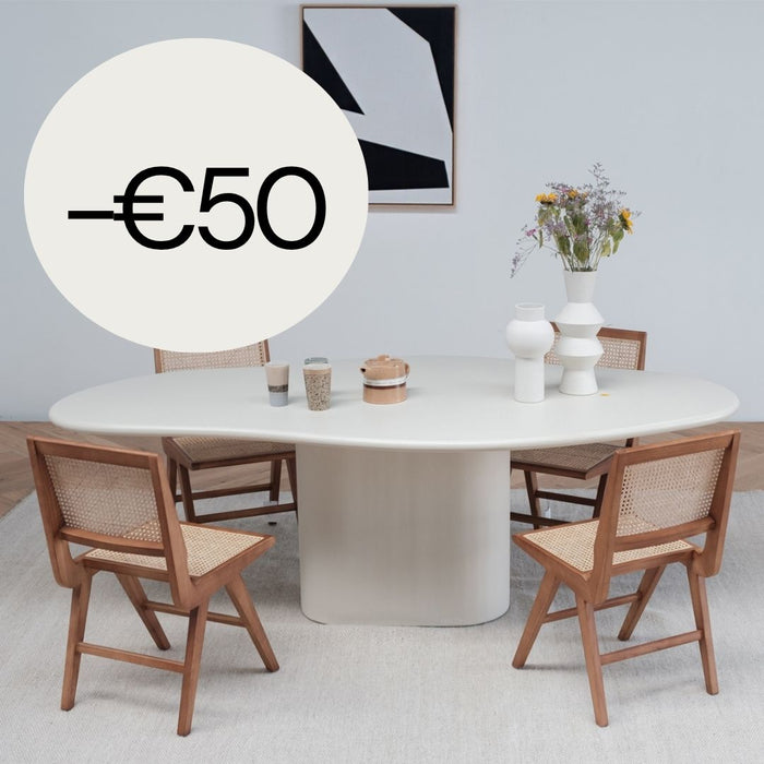 Organic Dining Table - Cian - Concrete Look - StoneSkin - Latte