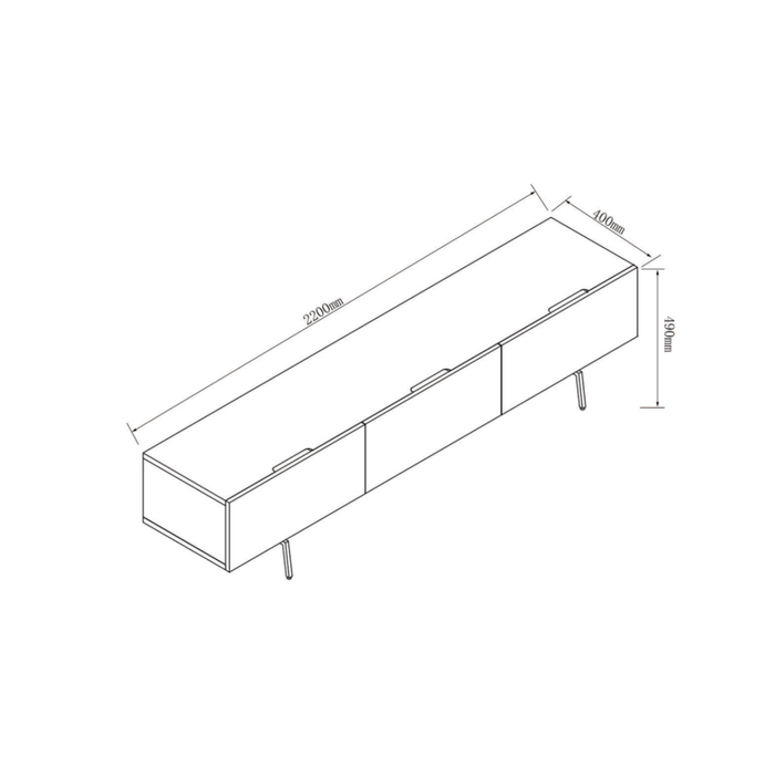 Buffet Duinkerke - 220 cm - Noyer foncé