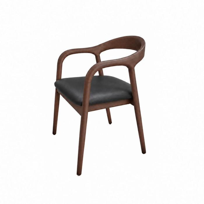 Chaise de salle à manger Muret L55,5 P52 H77,5 - Noyer foncé - Assise en vinyle noir