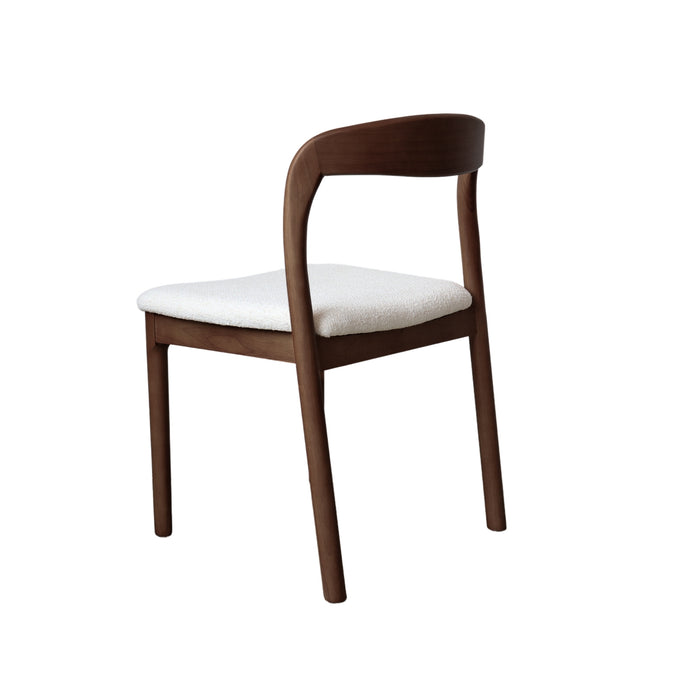 Esszimmerstuhl Chale - H76.5 cm - Dunkle Walnuss - Elfenbein Bouclé Gewebe