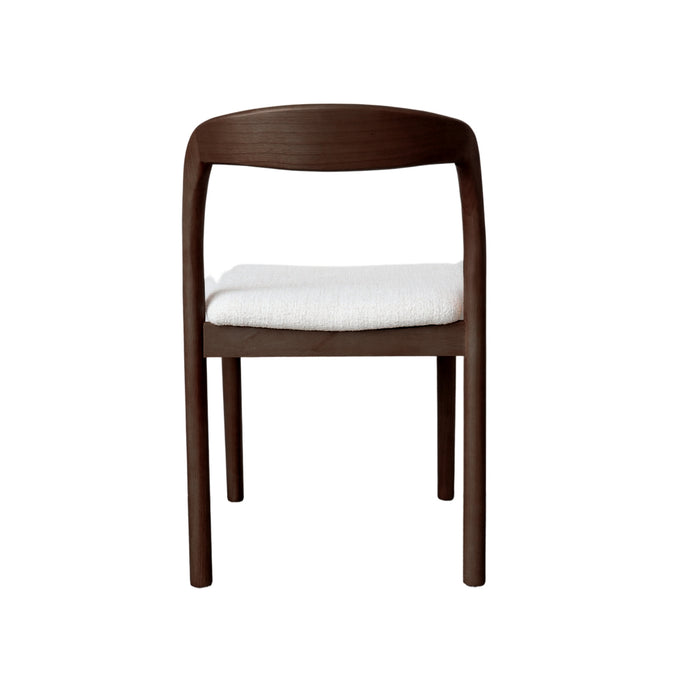 Esszimmerstuhl Chale - H76.5 cm - Dunkle Walnuss - Elfenbein Bouclé Gewebe