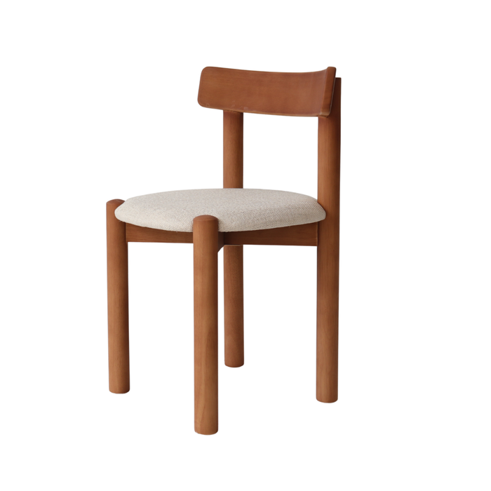 Arlo dining chair - Walnut - Fabric seat: Ivory Bouclé