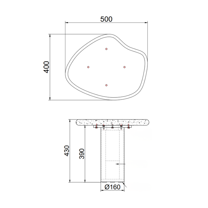 Ada - Side Table High - Matte StoneSkin