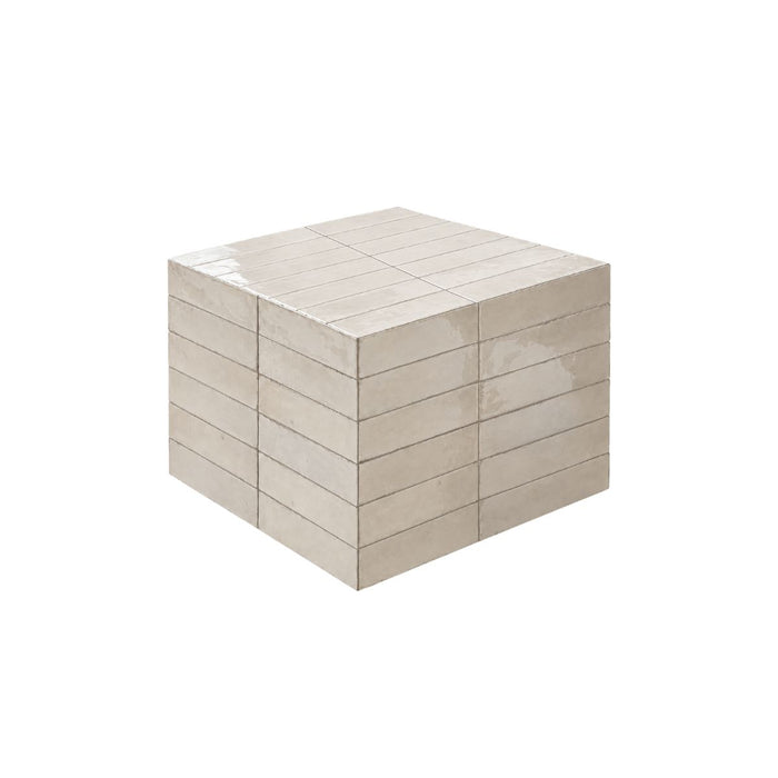 Table basse Vence - Carreaux beige clair - Haut - 39 cm