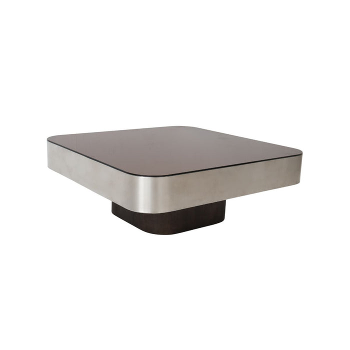 Coffee table Apt W80 D80 H30 - Smoke base - Stainless steel frame - Smoke glass tabletop