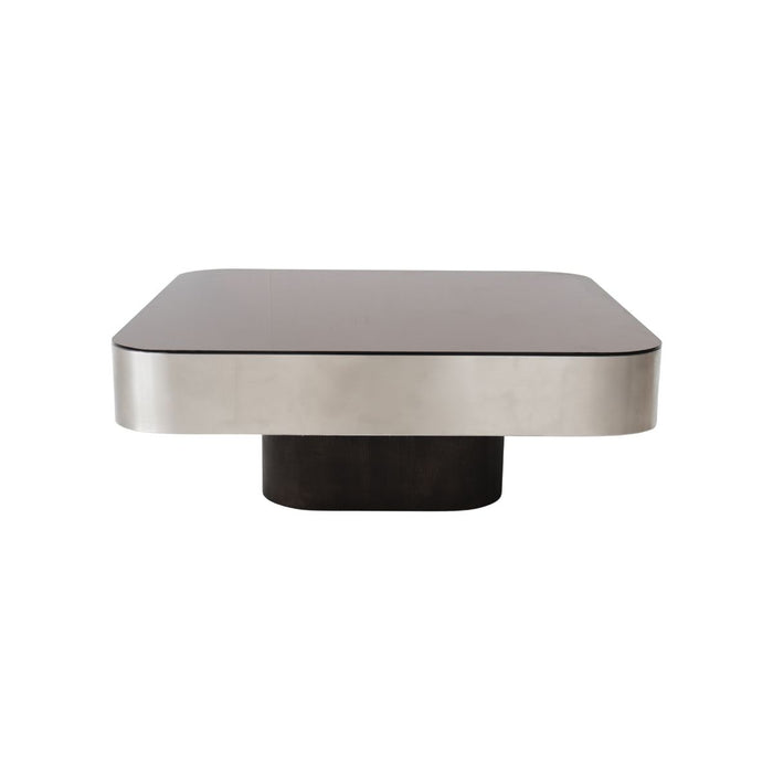 Coffee table Apt W80 D80 H30 - Smoke base - Stainless steel frame - Smoke glass tabletop