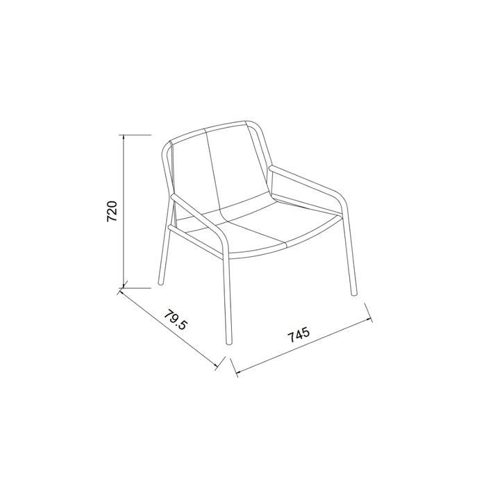 Fauteuil Azur - B78 cm - gebürsteter Stahlrahmen - helles Cognacleder