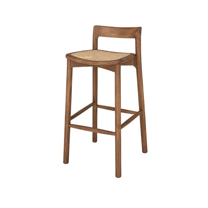 Taburete Charmes - Acacia nogal - Asiento de ratán - Altura del asiento 65 cm