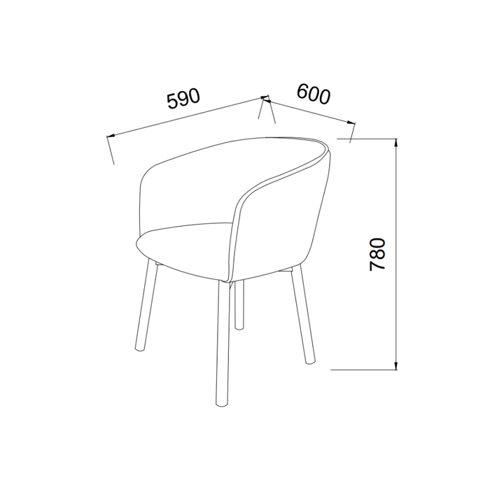Chaise de salle à manger Nox - Bois fumé - Tissu sandstone tacheté
