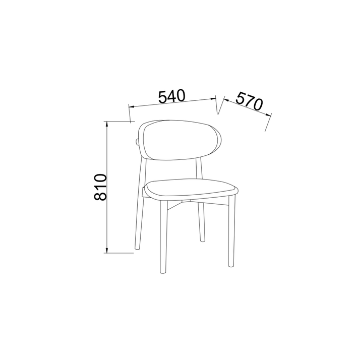 Dining chair Eve - Smoke wood - Fabric seat - Sandstone spotted Weave