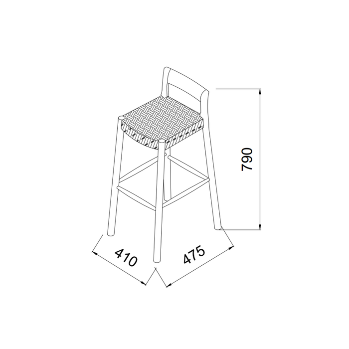 Taburete Nulla - Altura del asiento 75 cm - Color roble - Madera de fresno - Asiento tejido
