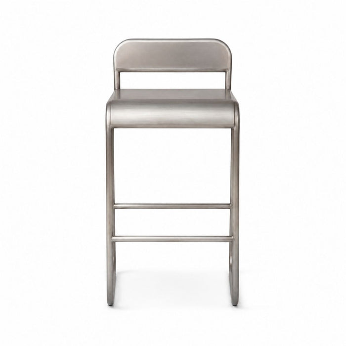 Barhocker mit Rückenlehne Noli - Sitzhöhe 65 cm - Gebürsteter Stahl