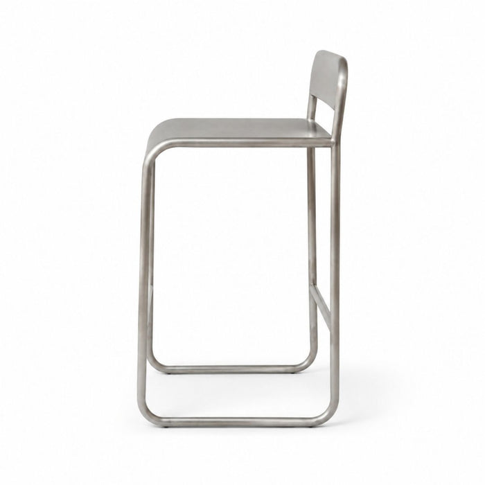 Barhocker mit Rückenlehne Noli - Sitzhöhe 65 cm - Gebürsteter Stahl
