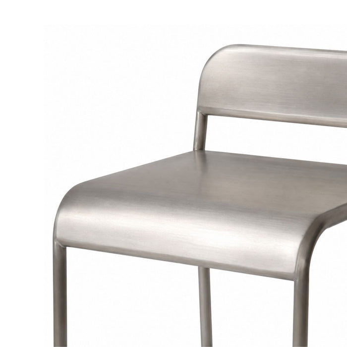 Barhocker mit Rückenlehne Noli - Sitzhöhe 65 cm - Gebürsteter Stahl