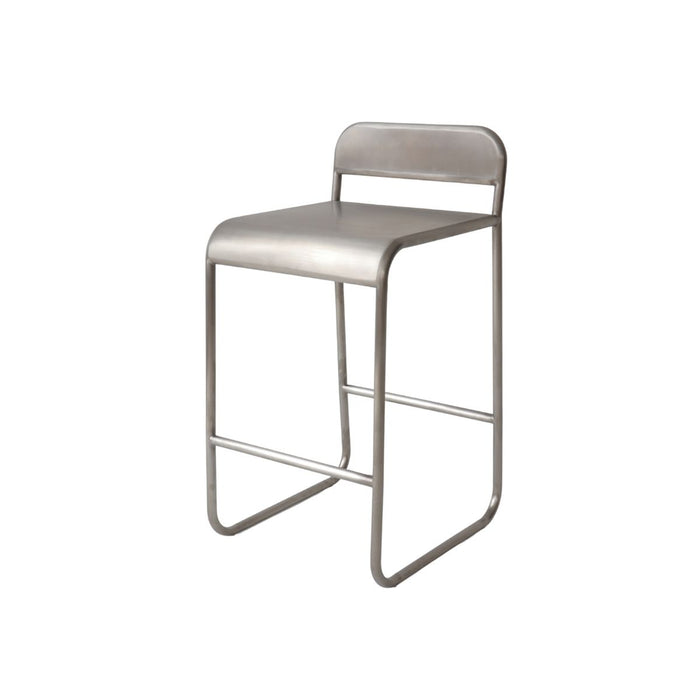 Barhocker mit Rückenlehne Noli - Sitzhöhe 65 cm - Gebürsteter Stahl
