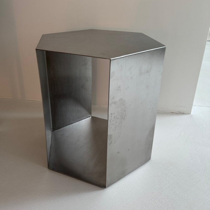 Side table Cube B46.2 D40 H45 - Brushed steel