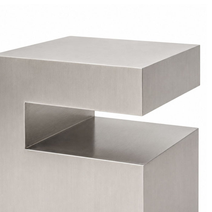 Beistelltisch Lewis - B32 T32 H45 - gebürsteter Stahl