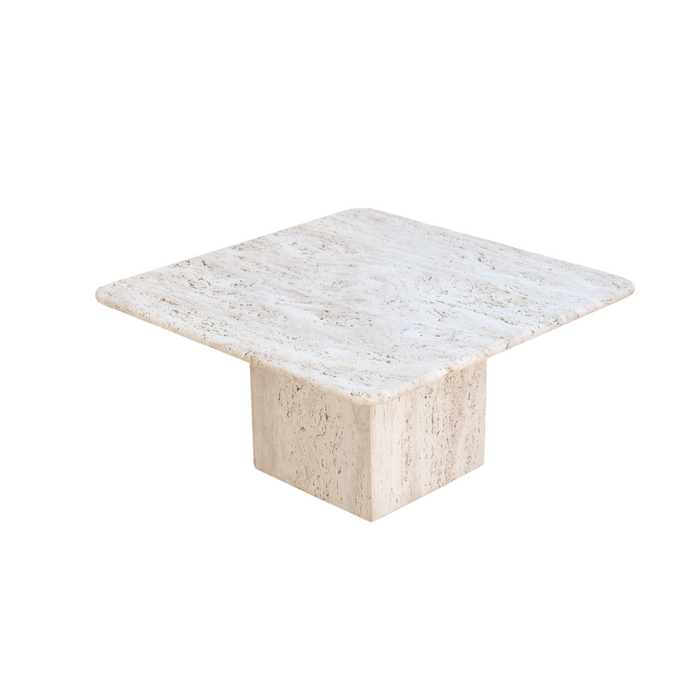 Table basse en travertin - Lily Mid - Blanc