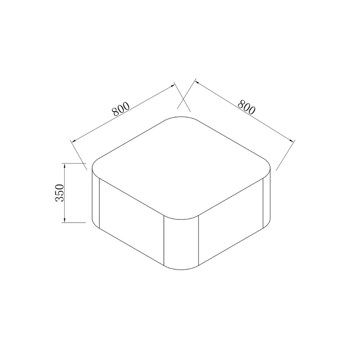 Travertin-Couchtisch Alba - Quadratisch - 80 cm - Runde Kante