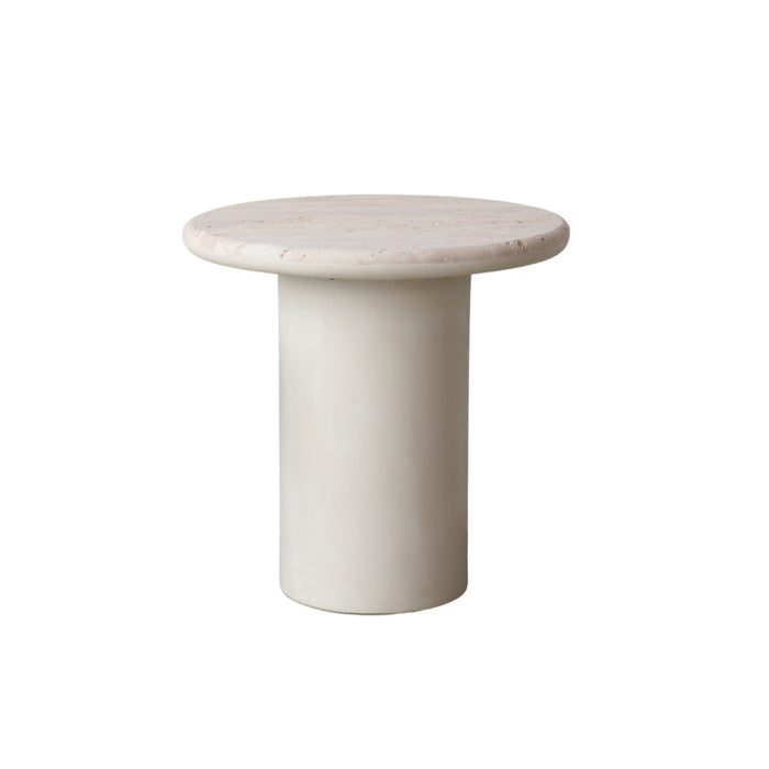 Table d'appoint Travertin Caen - Piètement Stoneskin Latte - 50 cm