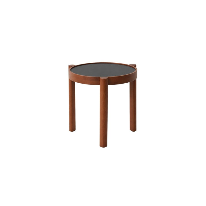 Lucie Stackable Side Table D35 H36,6 - Dark walnut leg - Black HPL tabletop