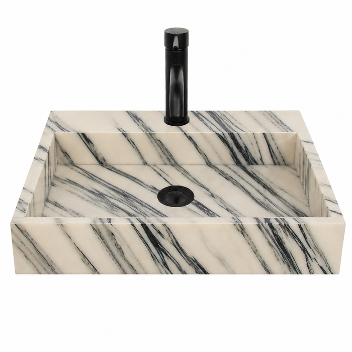 George marmeren wastafel - Blauw/Wit Marmer met kraangat