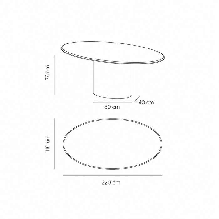Mesa de comedor ovalada aspecto hormigón - Dena - Latte - 220cm - StoneSkin