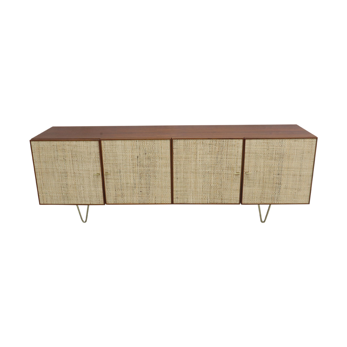 Buffet avec portes en raphia - Noyer - Mark — Furnified