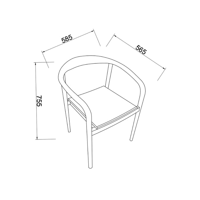 Chaise de jardin Dubbo - H75,5 – Teck – Assise en bois - Incl. coussin d'assise