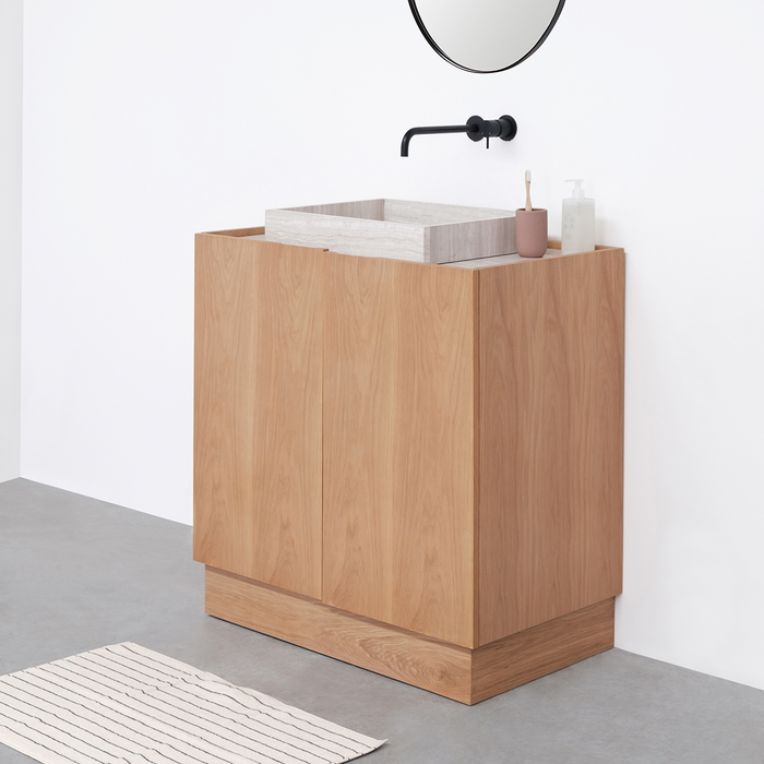 Bathroom furniture Felix - Oak - Washbasin Beige Marble - George I - (80 cm)
