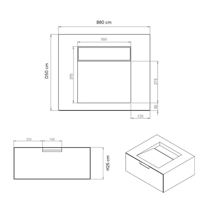 Bathroom cabinet Loudun - Single sink - White Travertine - 80 cm