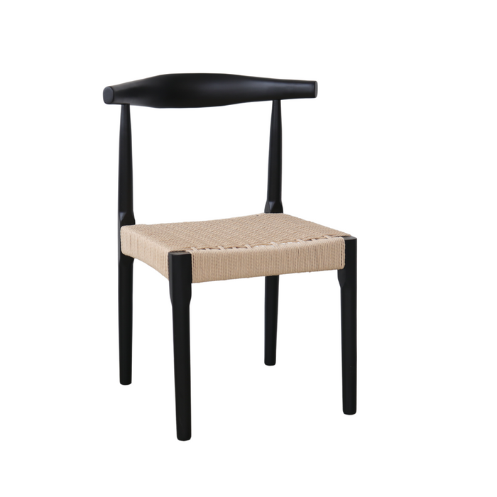 Silla de comedor Roble Negro - Gouzon - Asiento tejido de cuerda