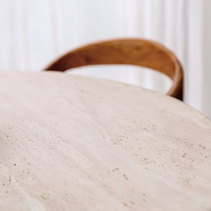 Round dining table Lormes - 130 cm - White travertine - Round edge